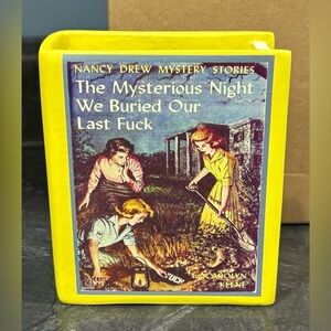 Nancy Drew Parody Book Shaped Pencil Container/Vase, Mature Language -NIB